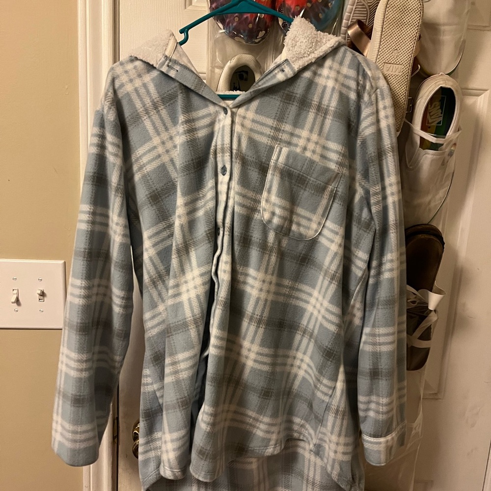 Fleece Plaid Hoodie